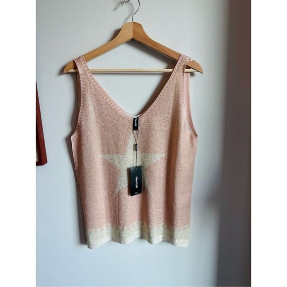 VENTI6 Shimmer Star Tank Top – Pink & Cream – Size Medium – Italy - Picture 3 of 11